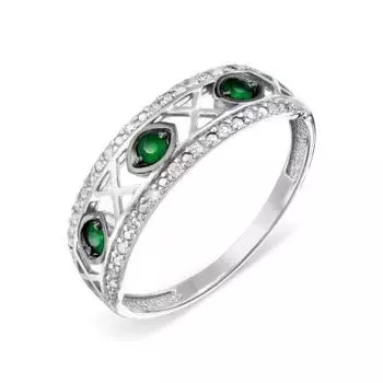 Кольцо с изумрудами и бриллиантами Линии Любви