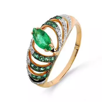 Кольцо с изумрудами и бриллиантами Линии Любви