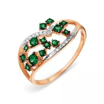 Кольцо с изумрудами и бриллиантами Линии Любви