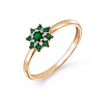 Кольцо с изумрудами и бриллиантами Линии Любви