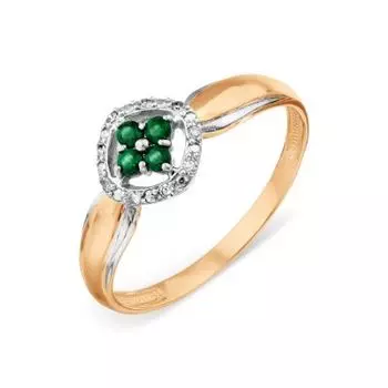 Кольцо с изумрудами и бриллиантами Линии Любви