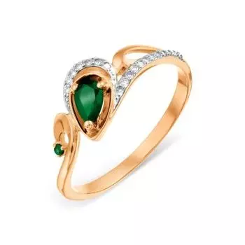 Кольцо с изумрудами и бриллиантами Линии Любви