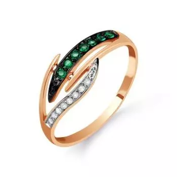 Кольцо с изумрудами и бриллиантами Линии Любви