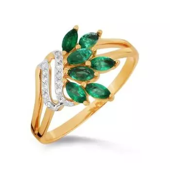 Кольцо с изумрудами и бриллиантами Линии Любви