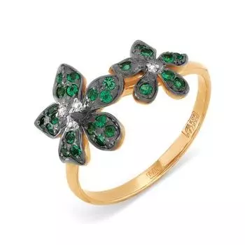 Кольцо с изумрудами и бриллиантами Линии Любви