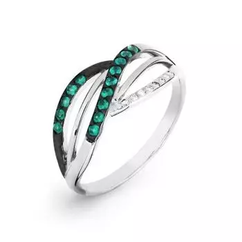 Кольцо с изумрудами и бриллиантами Линии Любви