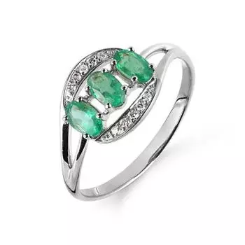 Кольцо с изумрудами и бриллиантами Линии Любви