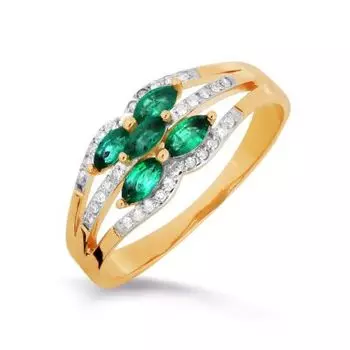 Кольцо с изумрудами и бриллиантами Линии Любви