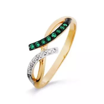 Кольцо с изумрудами и бриллиантами Линии Любви
