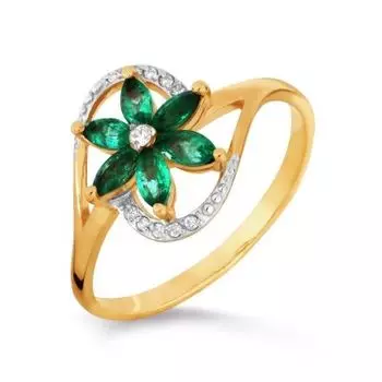 Кольцо с изумрудами и бриллиантами Линии Любви