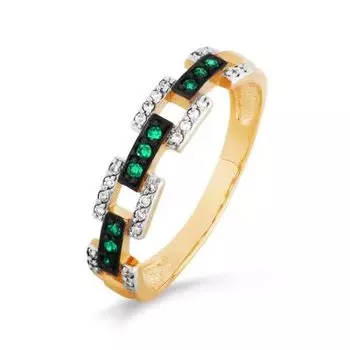Кольцо с изумрудами и бриллиантами Линии Любви