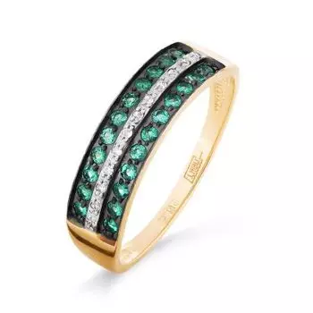 Кольцо с изумрудами и бриллиантами Линии Любви