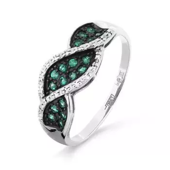 Кольцо с изумрудами и бриллиантами Линии Любви