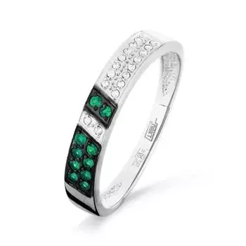 Кольцо с изумрудами и бриллиантами Линии Любви