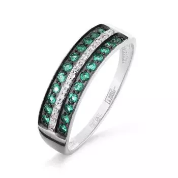 Кольцо с изумрудами и бриллиантами Линии Любви