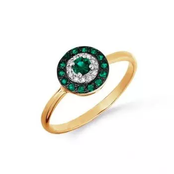 Кольцо с изумрудами и бриллиантами Линии Любви
