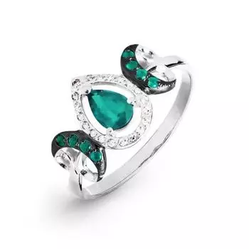 Кольцо с изумрудами и бриллиантами Линии Любви