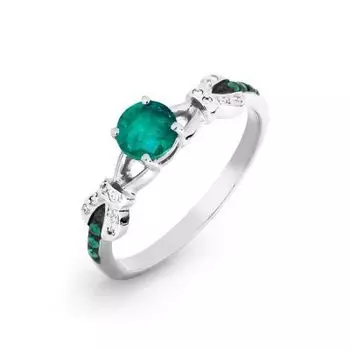 Кольцо с изумрудами и бриллиантами Линии Любви