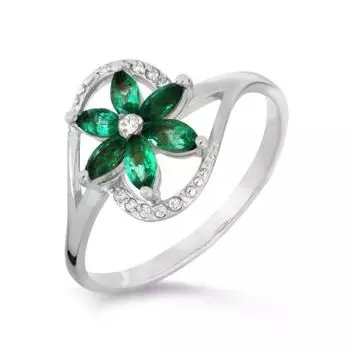 Кольцо с изумрудами и бриллиантами Линии Любви