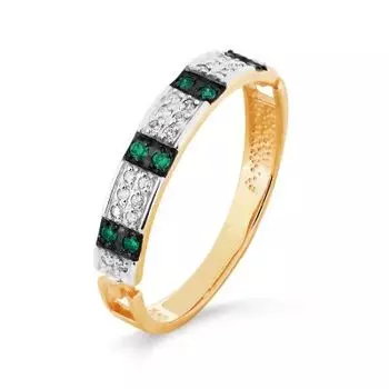 Кольцо с изумрудами и бриллиантами Линии Любви