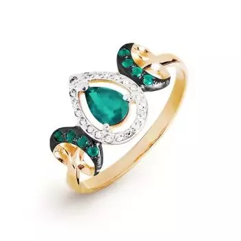 Кольцо с изумрудами и бриллиантами Линии Любви