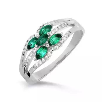 Кольцо с изумрудами и бриллиантами Линии Любви