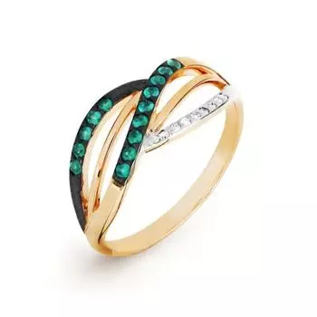 Кольцо с изумрудами и бриллиантами Линии Любви
