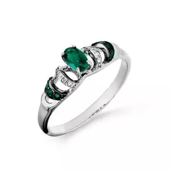 Кольцо с изумрудами и бриллиантами Линии Любви