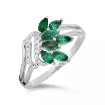 Кольцо с изумрудами и бриллиантами Линии Любви