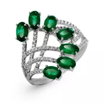 Кольцо с изумрудами и бриллиантами Линии Любви