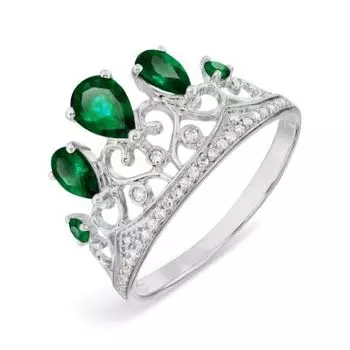 Кольцо с изумрудами и бриллиантами Линии Любви