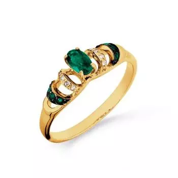 Кольцо с изумрудами и бриллиантами Линии Любви