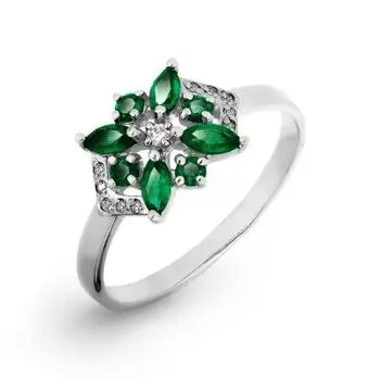 Кольцо с изумрудами и бриллиантами Линии Любви