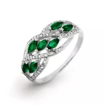 Кольцо с изумрудами и бриллиантами Линии Любви