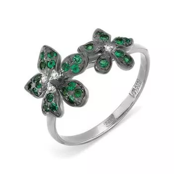 Кольцо с изумрудами и бриллиантами Линии Любви