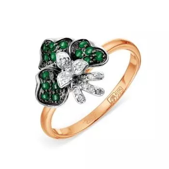 Кольцо с изумрудами и бриллиантами Линии Любви