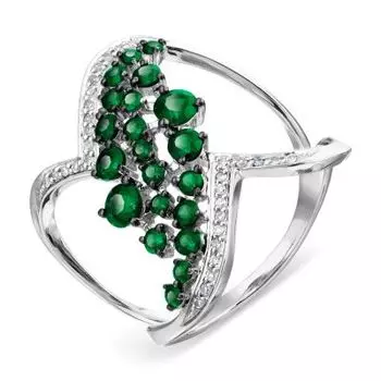 Кольцо с изумрудами и бриллиантами Линии Любви