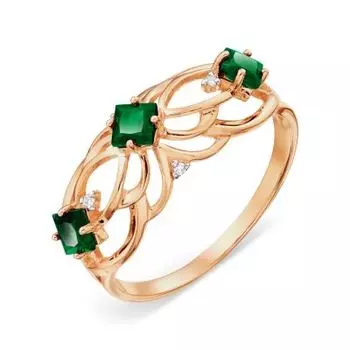 Кольцо с изумрудами и бриллиантами Линии Любви