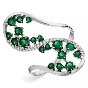 Кольцо с изумрудами и бриллиантами Линии Любви