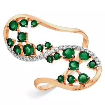 Кольцо с изумрудами и бриллиантами Линии Любви