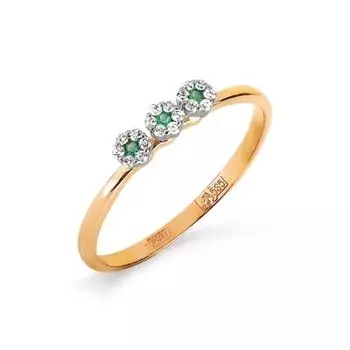 Кольцо с изумрудами и бриллиантами Линии Любви