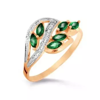 Кольцо с изумрудами и бриллиантами Линии Любви