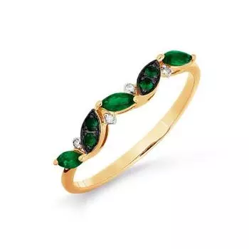 Кольцо с изумрудами и бриллиантами Линии Любви