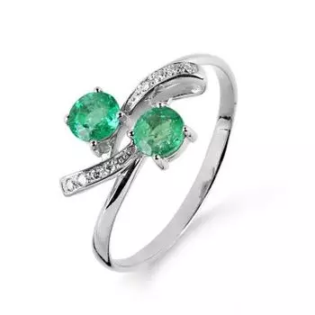 Кольцо с изумрудами и бриллиантами Линии Любви