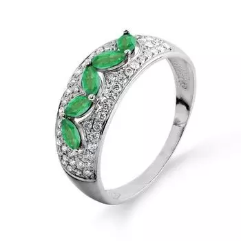 Кольцо с изумрудами и бриллиантами Линии Любви