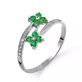 Кольцо с изумрудами и бриллиантами Линии Любви