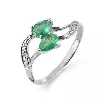 Кольцо с изумрудами и бриллиантами Линии Любви