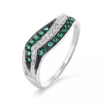 Кольцо с изумрудами и бриллиантами Линии Любви