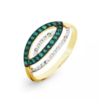 Кольцо с изумрудами и бриллиантами Линии Любви