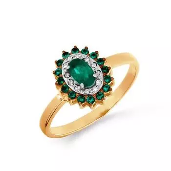 Кольцо с изумрудами и бриллиантами Линии Любви